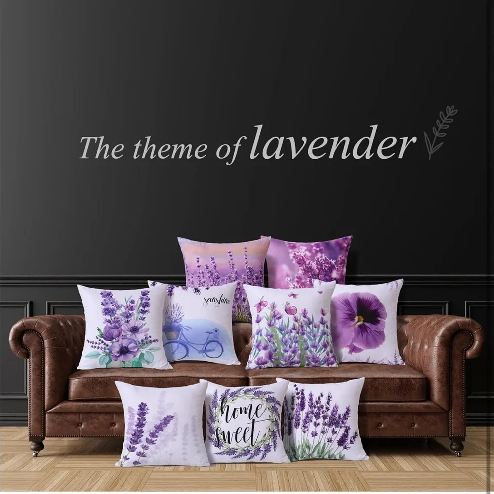 Pick 1: Purple Floral and Inspirational Pillow Cover 18”x18”